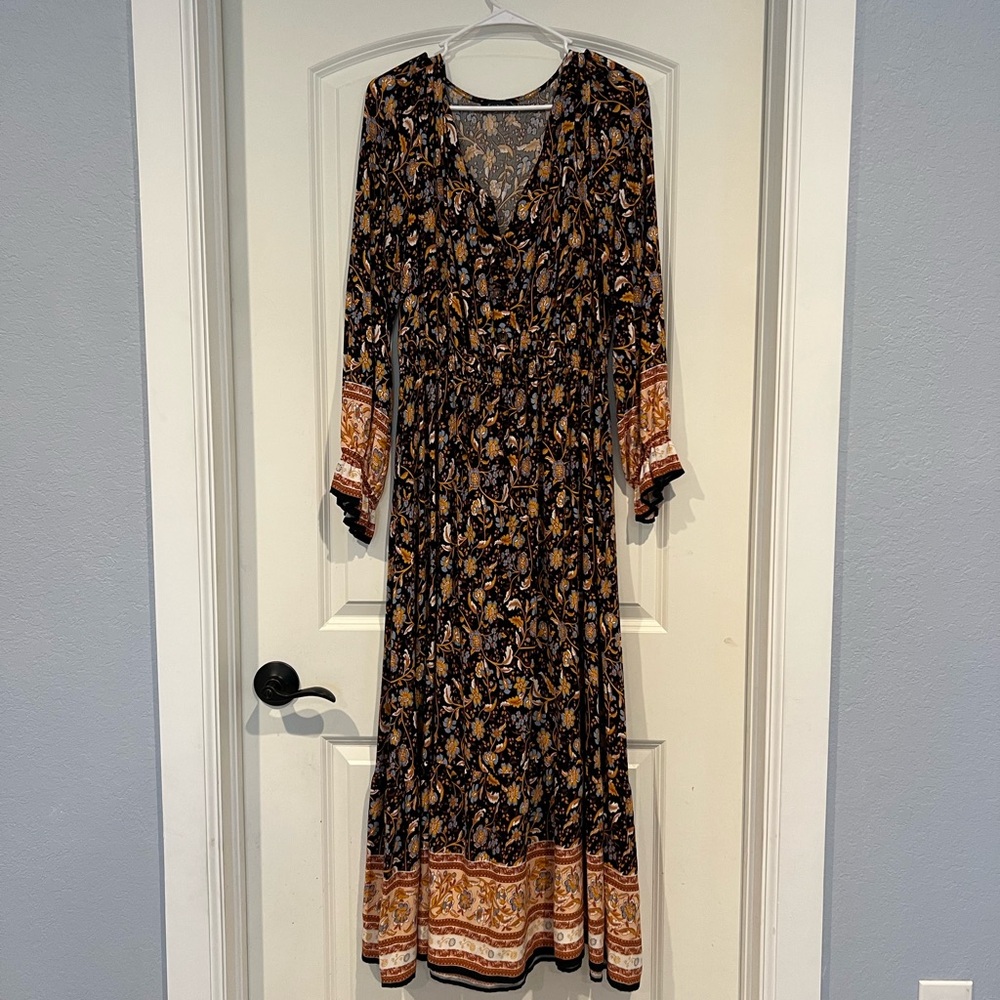 Floral Long Sleeve Maxi Dress size xl